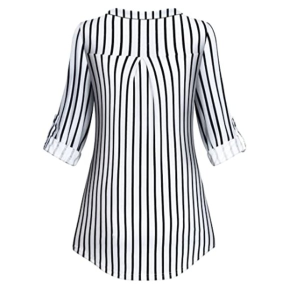 Tanst Sky Womens Casual Long Sleeve Zipped V Neck - Picture 2 of 2